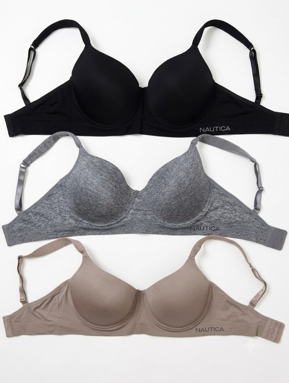 NWOT Nautica Bra Set in Black, Gray and Taupe